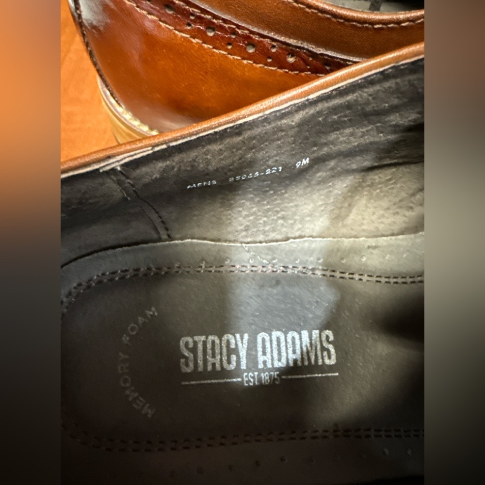 Stacy Adams Brown Leather Wingtip Derby Shoes - Picture 3 of 7